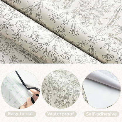 YXTII 17.3" × 78.7" Vintage Wallpaper Peel and Stick Self Adhesive Removable Neutral Wallpaper for Bedroom Drawers Cabinets