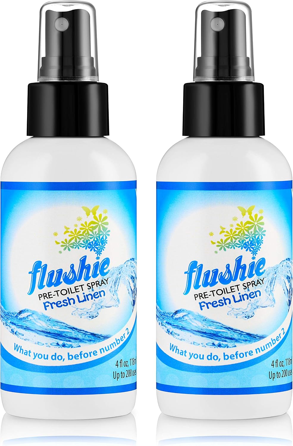 Flushie Pre-Toilet Spray Travel Size Toiletries Bathroom Spray for Toilet Deodorizer Traveling Essentials - Poop Odor Eliminator (Linen, 1oz 3pack)
