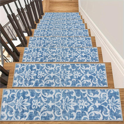 Lahome Carpet Stair Treads Non Slip Backing, 15 Pack 8" X 30" Stair Treads for Wooden Steps Indoor, Soft Washable Stairway Stair Runners Oriental Staircase Rugs for Kids Pets Elders(15pc, Grey)