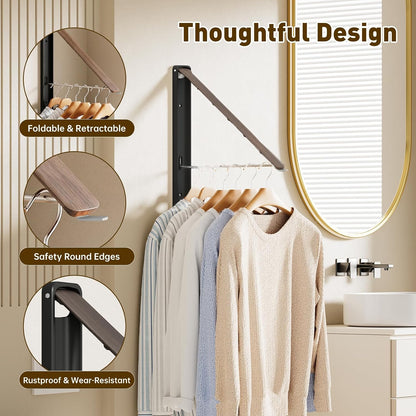 Clothes Drying Rack, Laundry Room Wall Mounted Retractable Clothes Hanger Drying Rack, Laundry Clothing Drying Rack Folding Indoor or Outdoor, Easy Installation Aluminium Dryer, 1pcs(White)