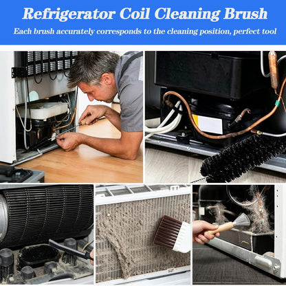 Refrigerator Coil Cleaning Brush Kit, 5-Pack Fridge Coil Cleaner Tools, Cleaner Brush Accessories for Refrigerator, Dryer Vents, Pipe, Sink, Toilet, Shower