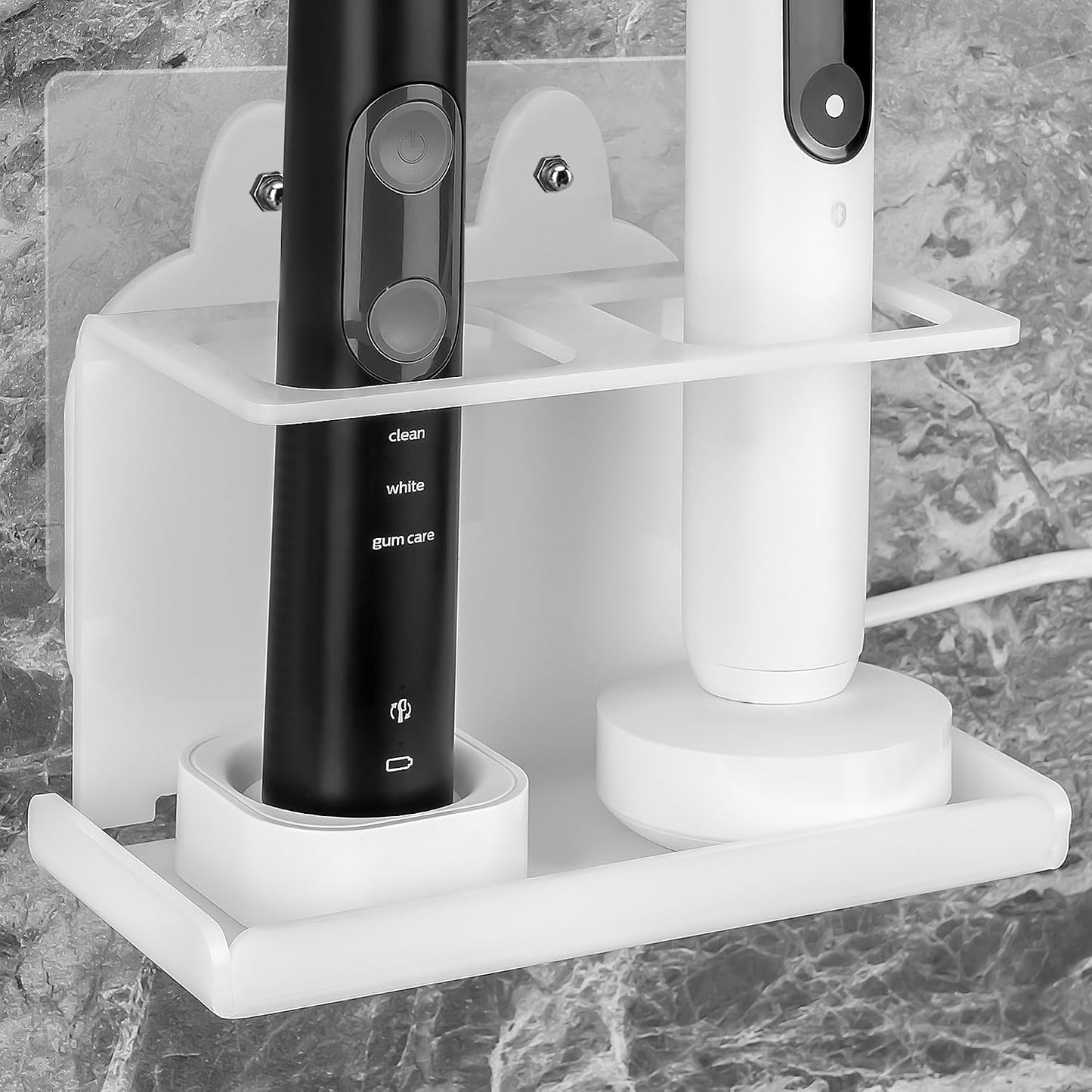 Electric Toothbrush Holder Wall Mounted, Electric Toothbrush Cord Organizer Holds 1 Chargers, Self Adhesive Electric Toothbrush Stand for Bathroom, Medicine Cabinet, Dorm(Black)