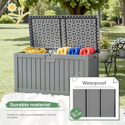 Greesum Outdoor Storage Box 31 Gallon Storage Box with Lid for Patio Furniture, Garden Tools, Pool Supplies, Waterproof and UV Resistant, Lockable, Dark Black