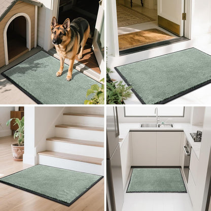 Mibao Front Door Mat, Dirt Trapper Welcome Mat for Outdoor Indoor, Non-Slip Waterproof Doormat, Durable Machine Washable Low Profile Entry Rug for Back Door Outside Patio Porch, 29.5" x 17", Grey