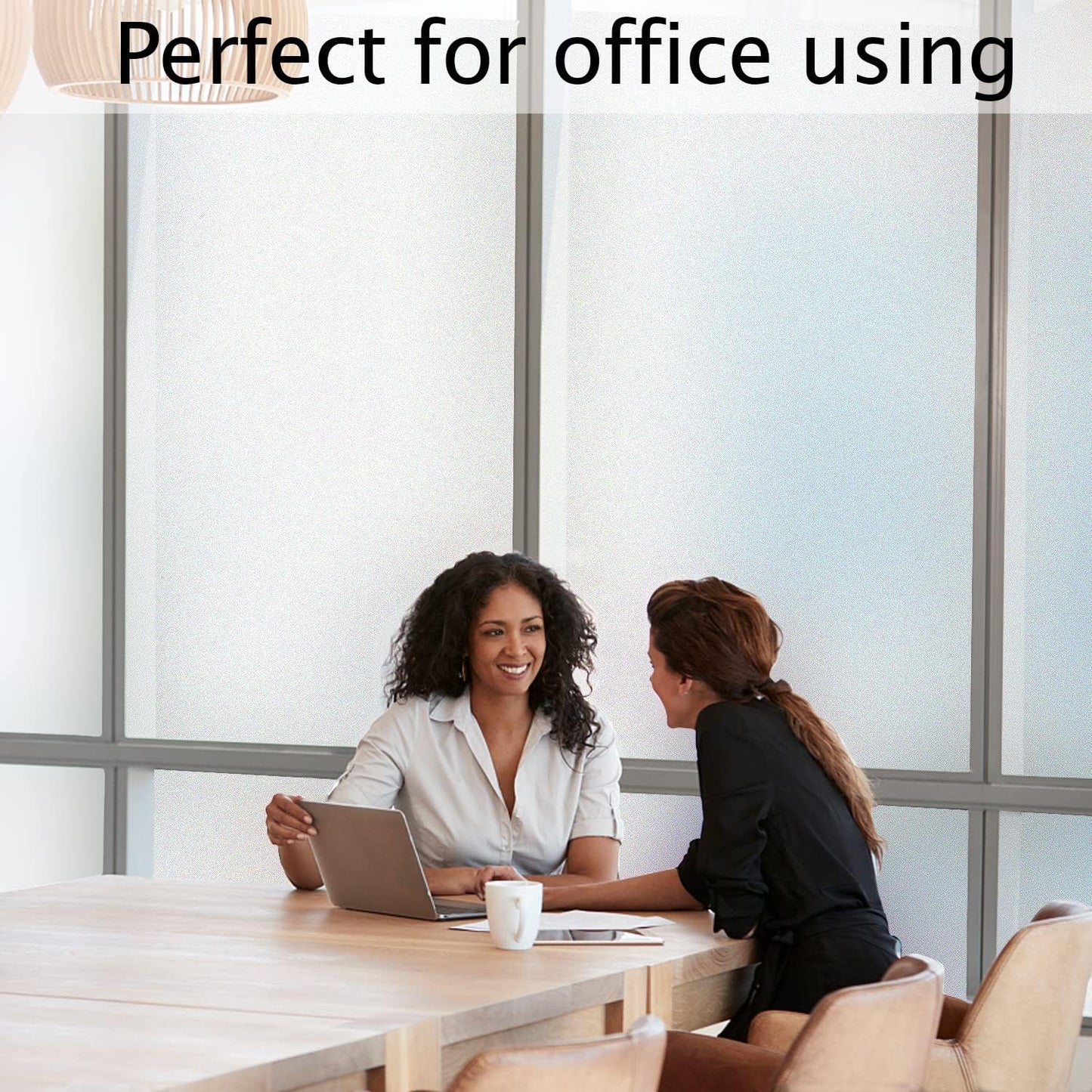 HIDBEA Frosted Window Privacy Film Heat Control UV Blocking, Static Cling Non-Adhesive Reusable Door coverings for Bathroom Home Office (Frosted 17.5 Inch x 6.5 Feet)