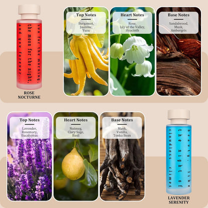 Ikeda Luxury Gift Set of 4 Reed Diffusers with Preserved Eucalyptus - Home Fragrance Oils for Bedroom, Bathroom, Office & Living Room - Scents for Relaxation, Focus & Mood (5.07 fl.oz Each)