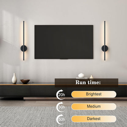 Battery Operated Modern Wall Sconces, Dimmable Wireless Wall Light Set of Two with Remote Control, 3 Color Temperatures, Rechargeable LED Wall Sconce for Bedroom, Living Room, Hallway, 23.6 Inch Brass