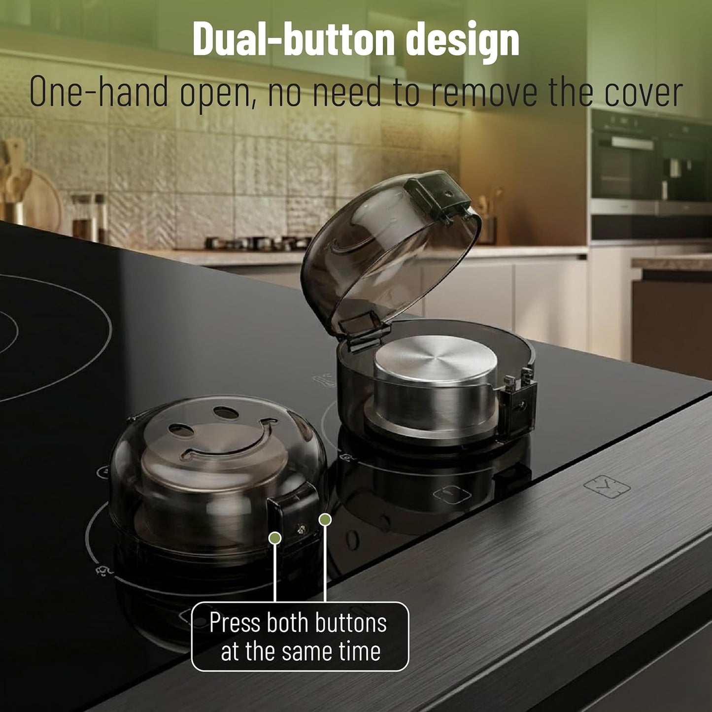Bates- Stove Knob Safety Covers, Universal Size, 5 Pack, Black, Double Key Design, Heat Resistant Oven Knob Covers for Child Safety, Stove Guard Baby Proofing