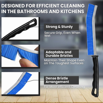Crevice Cleaning Brush Set – 6Pcs Hard Bristle Cleaning Tools for Grout, Tile Floors, Gaps & Narrow Spaces – Small Grout Scrub Brush for Cleaning Bathroom, Shower, Window Tracks, Kitchen