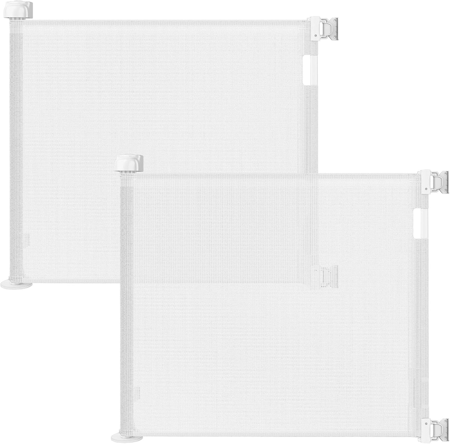 Retractable Baby Gate for Stairs – 33” Height, Expands up to 55” Width – Safety Gate for Infants, Toddlers, Dogs & Pets – Easy Install, Secure Closure, White Mesh Design for Indoor & Outdoor Use