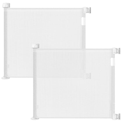 Veraste Retractable Baby Gate for Doorways and Stairs, Mesh Safety Gate for Pet, Indoor & Outdoor Use, One-Hand Operation, Easy Installation, 33.6" Tall, Expands to 55" Wide（White,33.6"x55"