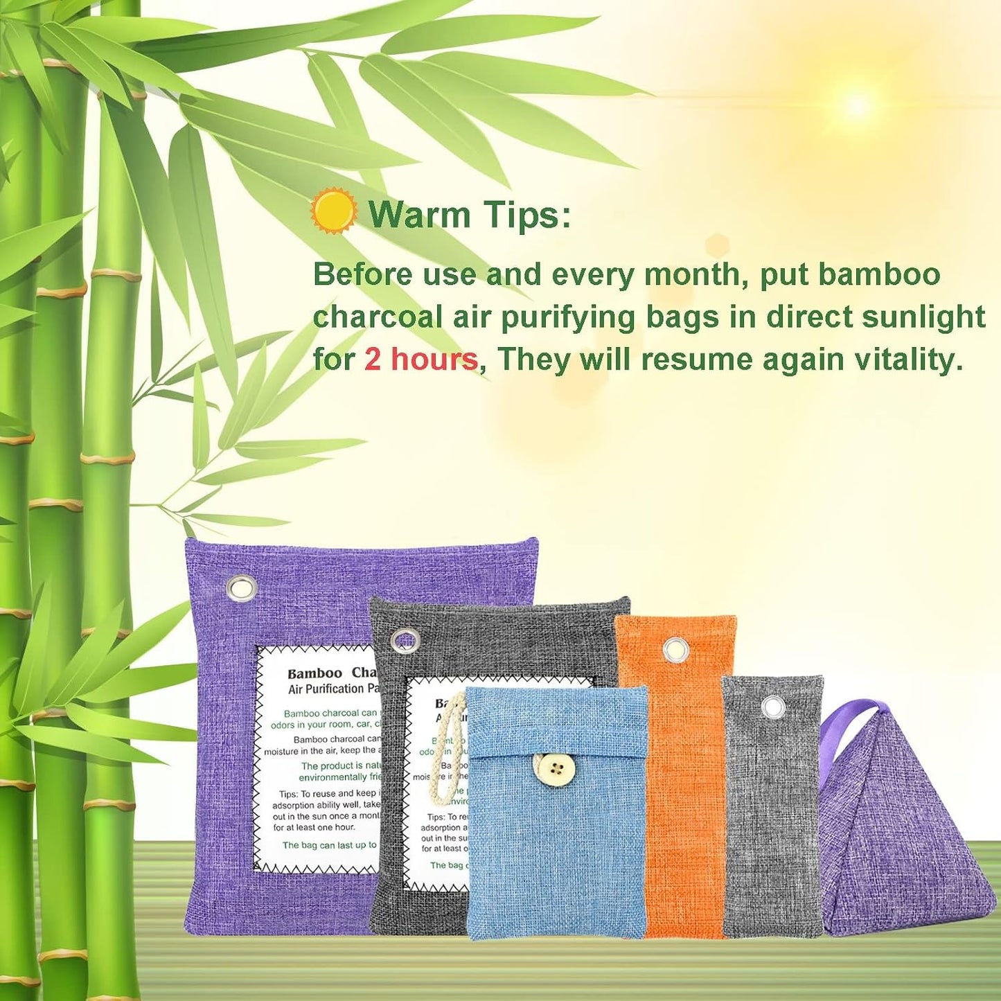 Charcoal Bags Odor Absorber (10x100g+4x200g) Activated Bamboo Charcoal Air Purifying Bags Charcoal Odor Eliminating Bags for Home & Car Shoes, Closet, Pet -14 PACK