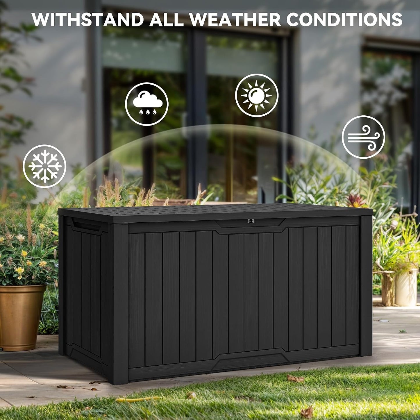 YITAHOME 31 Gallon Outdoor Storage Box | Resin Deck Box and Waterproof Package Delivery Box for Gardening Tools, Pool Supplies, Patio Furniture, Lockable, Taupe