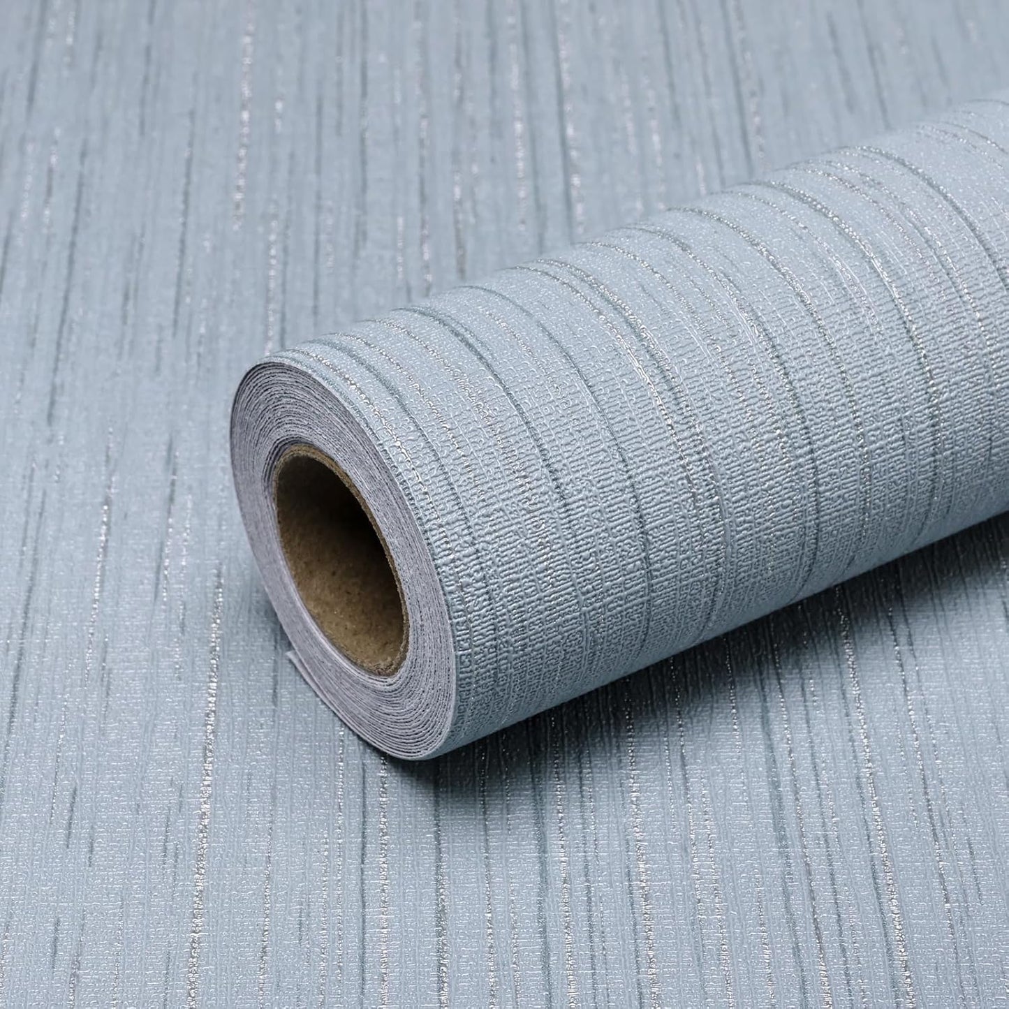 Light Blue Peel and Stick Grasscloth Texture Wallpaper 15.7"x120" Vintage Wallpaper Removable Waterproof