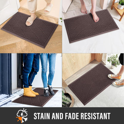 HIYARD Sturdy Front Door Mat, Absorbent Muddy Dirt Resist Welcome Door Mats Outdoor Indoor, Stain and Fade Resistant, Non-Slip Rubber Backing Low Profile Doormat for Entryway, 30×17, Beige