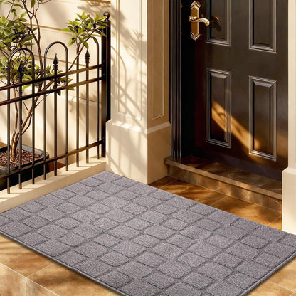 Front Door Mat Outside Entrance, Outdoor Indoor Door Mats for Entryway, Entrance, Entry, Patio, Waterproof Non Slip Doormat, Low-Profile, 20" × 31.5“, Black