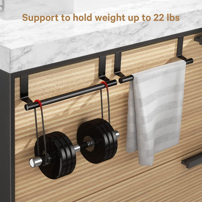 Stainless Steel Over Door Towel Rack Bar Holders for Universal Fit on Over Cabinet Cupboard Doors 2 Pack (Sliver)