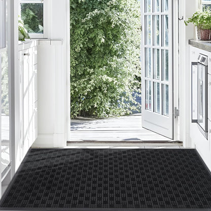 Mibao Front Door Mat, Heavy Duty Durable Welcome Mat for Outdoor Indoor, Dirt Trapper Waterproof Super Absorbent Door Mat for Entryway Outside Patio Porch, 29.5" x 17", Grey