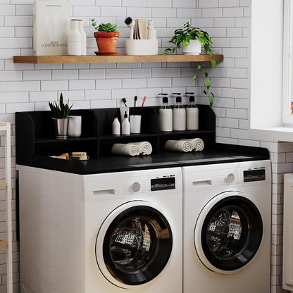 ChooChoo 2-Tier Washer Dryer Countertop with Adjustable Shelf, Spacious Laundry Room Storage for Folding Clothes and Efficient Organization, Walnut