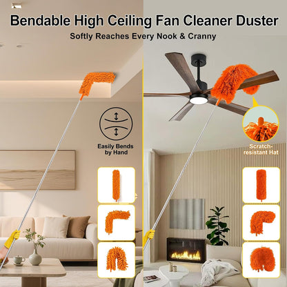 Tiumso Dusters for Cleaning,Microfiber Feather Duster 5-in-1 Kit, Duster with Extension Pole 100 Inches, Cobweb Duster, Microfiber Dusters for High Ceilings and Fans, Blinds and Cars