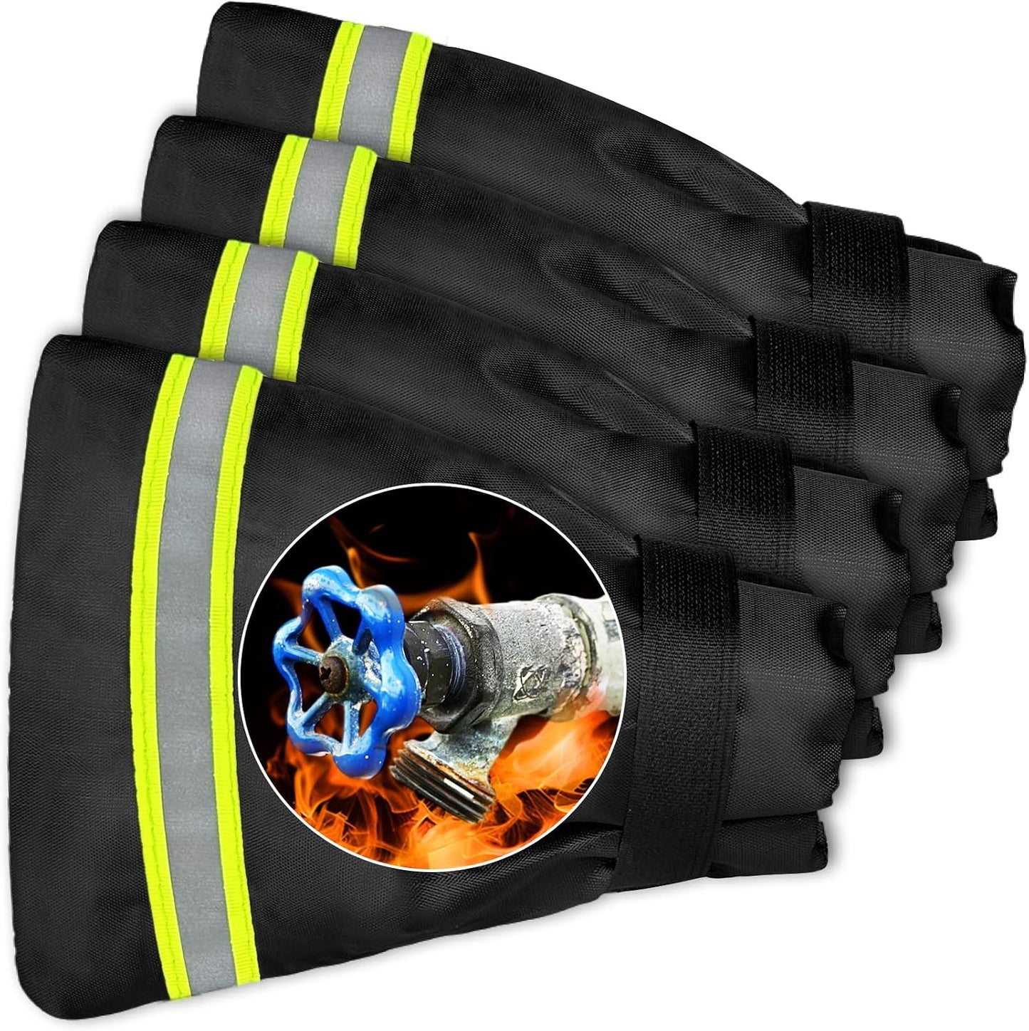 4 Pack Outdoor Faucet Covers,Thicken Outside Faucet Socks for Winter Freeze Protection,Reusable Waterproof Hose Bib Cover with Reflective Strip for Garden(5.9" W x 7.1" H )