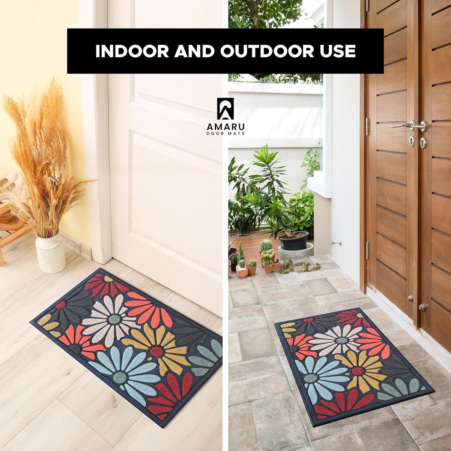Extra Durable, Superior Absorption, Front Door Mat for Outdoor & Indoor - Welcome Mat for Entryway, Entrance, Patio, Porch - Waterproof, Non-Slip Backing, Coarse Fibers (Scales,17x29)
