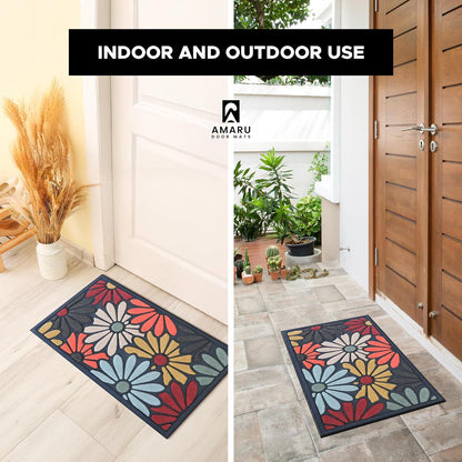 Extra Durable, Superior Absorption, Front Door Mat for Outdoor & Indoor - Welcome Mat for Entryway, Entrance, Patio, Porch - Waterproof, Non-Slip Backing, Coarse Fibers (Scales,17x29)
