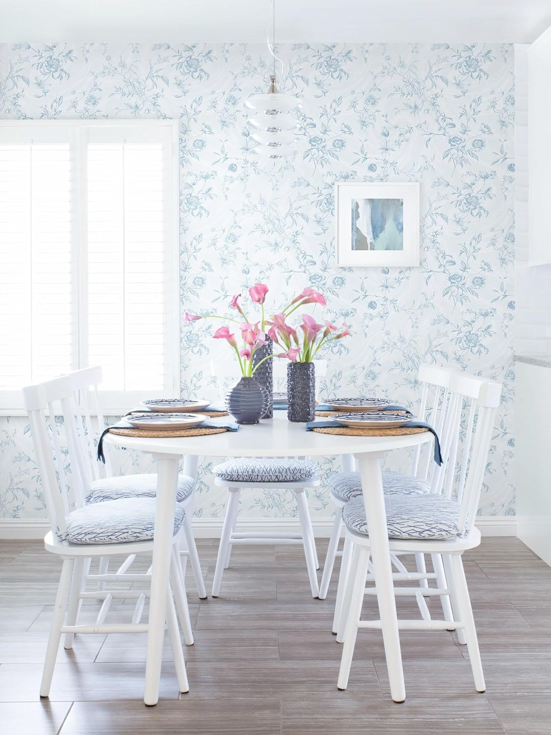Dimoon 17.3''x78.7'' Vintage Peel and Stick Wallpaper Boho Beige Neutral Contact Paper White Floral Bird Wallpaper Removable Botanical Renter Friendly Modern Wall Paper Bedroom Bathroom Vinyl Roll