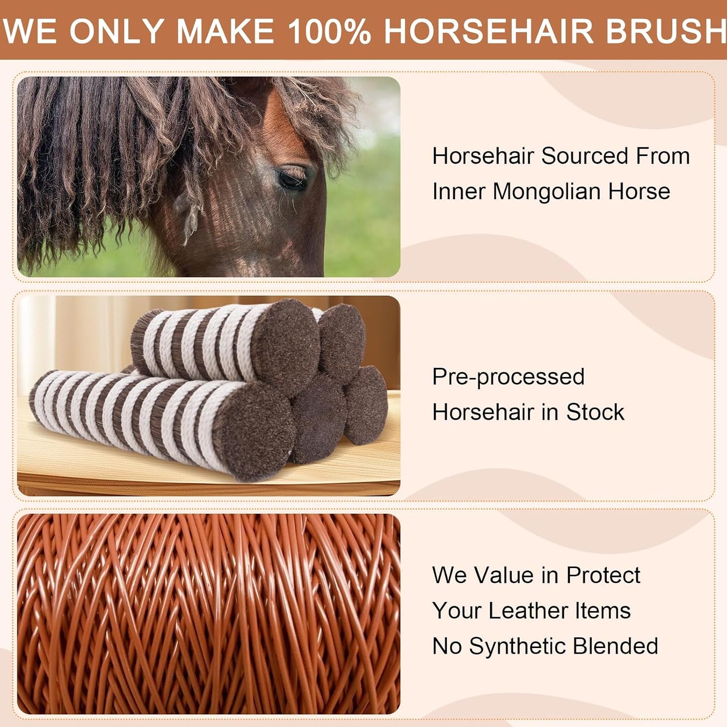 100% Horse Hair Clothes Brush for Wool Coats Cashmere Suits No Shedding Soft Bristle Garment Brush for Lint Removal Premium Beechwood Handle Hat Brush for Cowboy Hats Felt Fedora Cleaning Tailor Grade