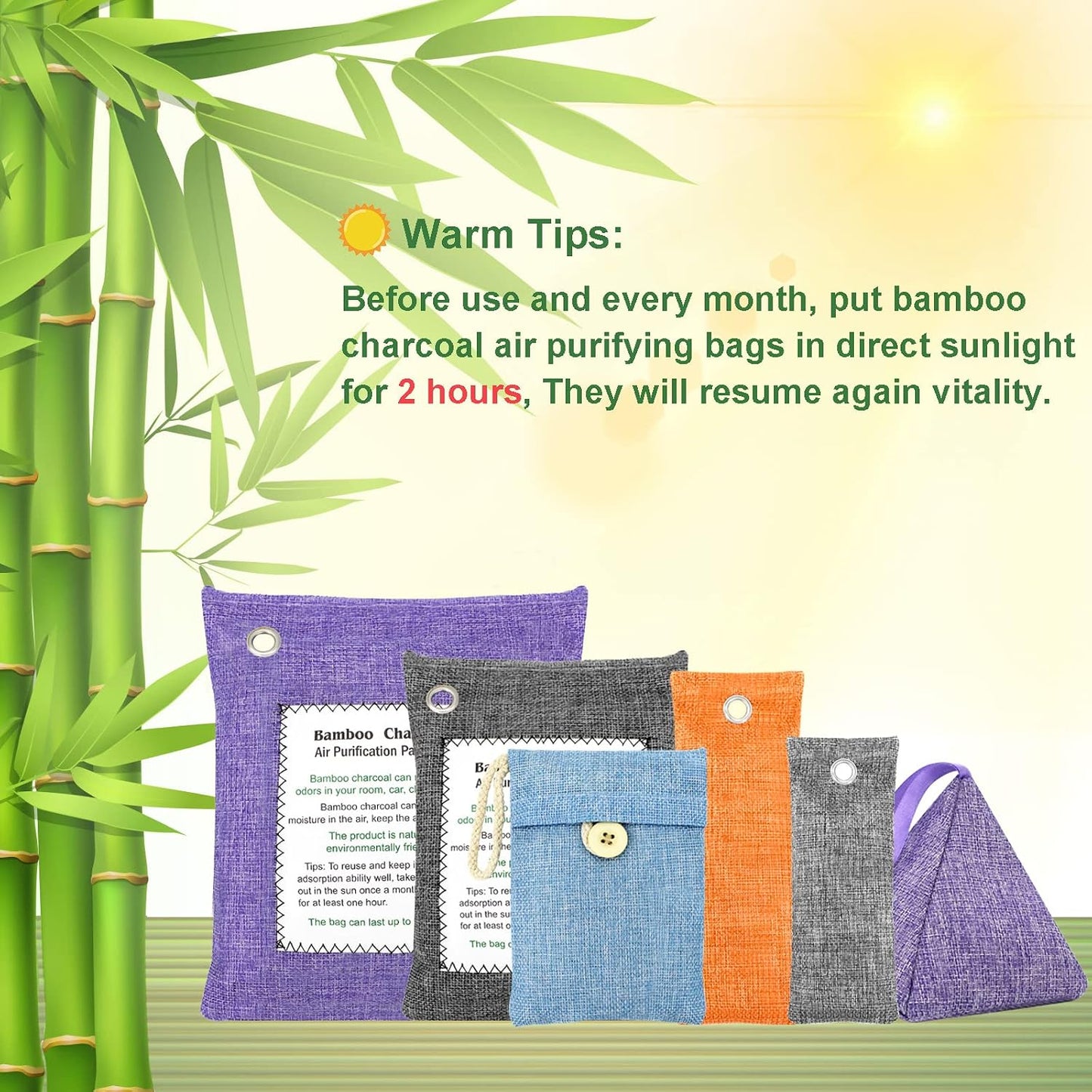 Charcoal Bags Odor Absorber (10x100g+4x200g) Activated Bamboo Charcoal Air Purifying Bags Charcoal Odor Eliminating Bags for Home & Car Shoes, Closet, Pet -14 PACK