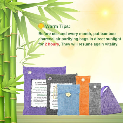 Charcoal Bags Odor Absorber (10x100g+4x200g) Activated Bamboo Charcoal Air Purifying Bags Charcoal Odor Eliminating Bags for Home & Car Shoes, Closet, Pet -14 PACK