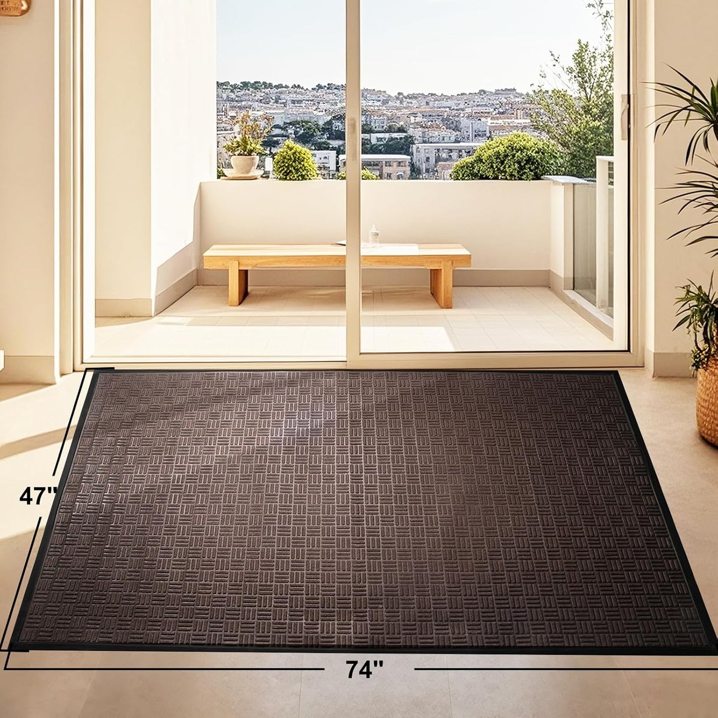 Mibao Front Door Mat, Heavy Duty Durable Welcome Mat for Outdoor Indoor, Dirt Trapper Waterproof Super Absorbent Door Mat for Entryway Outside Patio Porch, 29.5" x 17", Grey