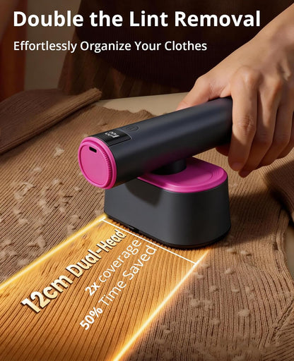 Fabric Shaver, 2-in-1 Rechargeable Lint Shaver with Dual Shaving Heads, Digital LED Display, 6-Leaf Blades, 2-Speed Sweater Shaver to Remove Pilling & Fuzz from Clothes, Furniture, Couch