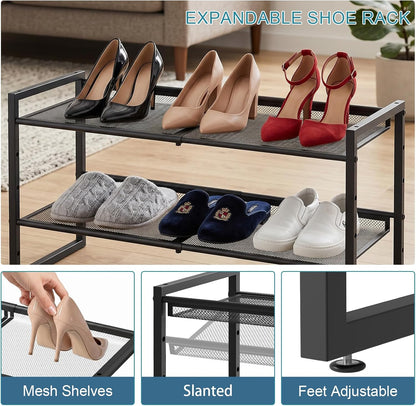 Garden 4 you Shoe Rack - Expandable Shoe Organizer for Closet, Metal Shoe Shelf Organizer, Stackable Adjustable Shoe Storage Shelf for Entryway, Garage, Door Entrance (2-Tier)