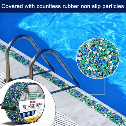 Waterproof Tape for Pools, 4" x15FT Heavy Duty Anti Slip Stair Treads Outdoor Tape Non-Slip Rubber Grip Tape Shower Strips Slip Resistant Tape Traction Tape for Stairs Showers Bathroom Trails