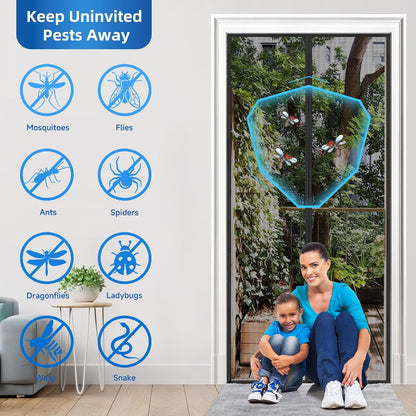 Upgraded PET Mesh Magnetic Screen Door Stronger Than Fiberglass and Polyester,Hands Free,Keep Bugs Out,Pet & Kid Friendly,Suitable for Sliding Doors,Patio and French Doors-72" X 80"