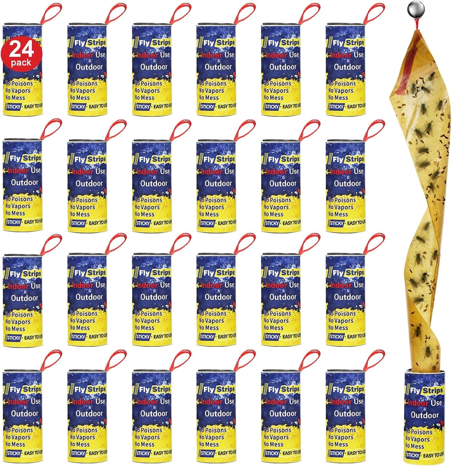 16 Pack Fly Traps Strips Indoor Outdoor, Flies Paper Sticky Hanging with Pins, Fruit Fly Tape Ribbon Roll for Home, Bug & Gnat Catchers for Inside, House Fly Killer for Winged Insect, Mosquito