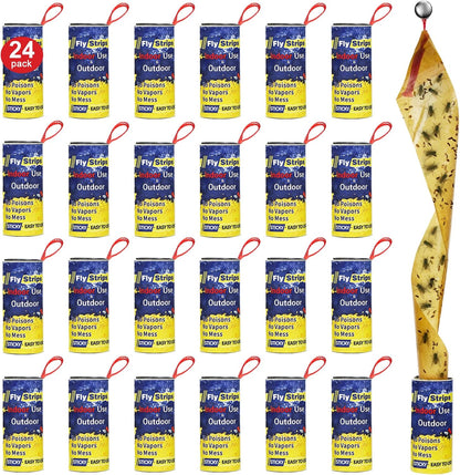 16 Pack Fly Traps Strips Indoor Outdoor, Flies Paper Sticky Hanging with Pins, Fruit Fly Tape Ribbon Roll for Home, Bug & Gnat Catchers for Inside, House Fly Killer for Winged Insect, Mosquito