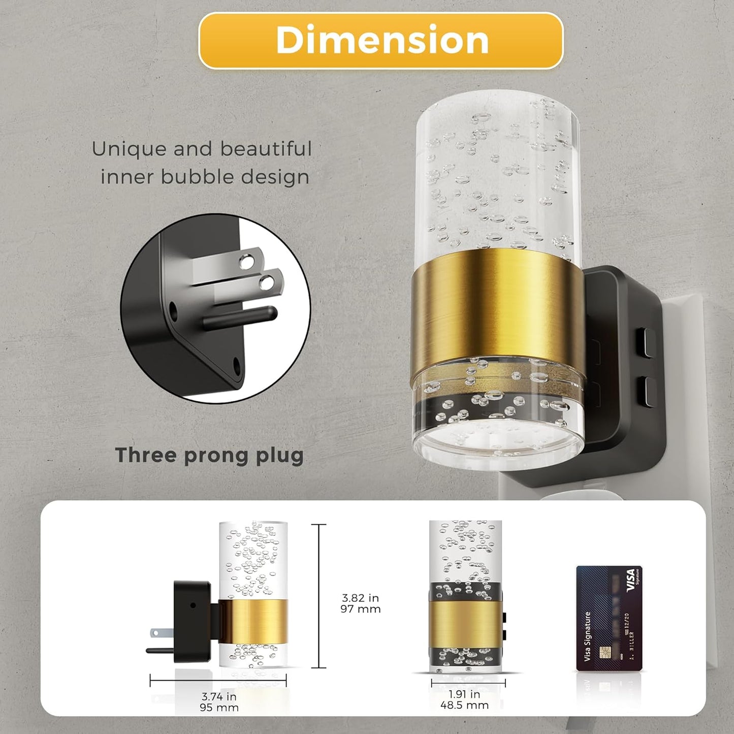 L LOHAS LED Night Light,Dimmable Night Lights Plug into Wall, 2 Pack Acrylic Nightlight with 0-100 LM Adjustable Brightness, 3000K Plug in Night Light with Dusk to Dawn Sensor, for Bathroom Hallway