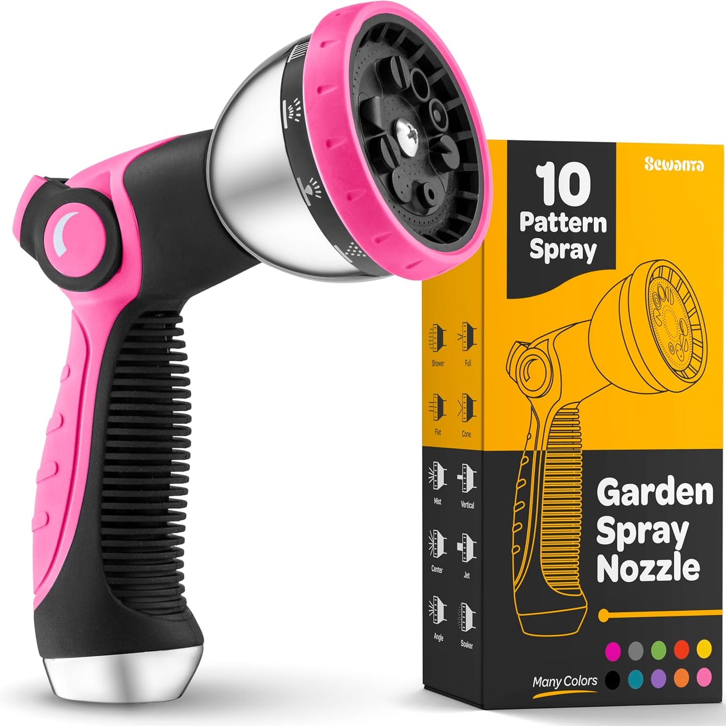 Hose Nozzle [Blue] Heavy Duty Hose Sprayer With 10 Adjustable Watering Patterns. Thumb Control Design, Comfortable Ergonomic Grip, Garden Hose Nozzle for Watering Plants & Lawns/Fun showers/Cleaning