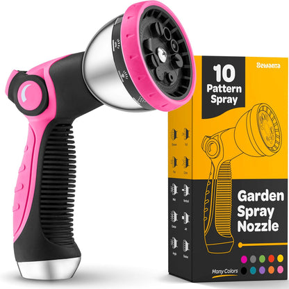 Hose Nozzle [Blue] Heavy Duty Hose Sprayer With 10 Adjustable Watering Patterns. Thumb Control Design, Comfortable Ergonomic Grip, Garden Hose Nozzle for Watering Plants & Lawns/Fun showers/Cleaning