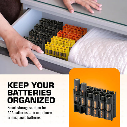 AAA Battery Storage Caddy by Storacell, Yellow, Holds 12 Batteries (Not included)