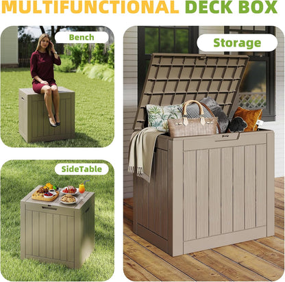 320 Gallon Waterproof Outdoor Storage Box, UV Resistant Resin Deck Box with Hydraulic Rod for Reinforced Stability, Perfect for Patio, Garden, and Pool（Black，320 Gallon）