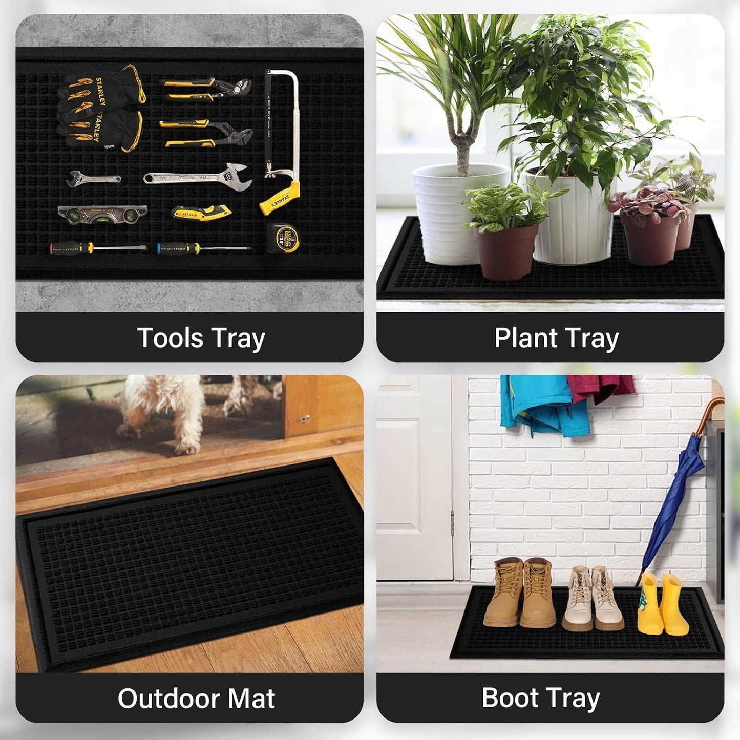 HIYARD Boot Tray for Entryway, Non-Slip Shoe Tray Drying Mat, Waterproof Boot Mat for Muddy Boots, Heavy Duty Shoe Storage Trays, Indoor/Outdoor Use, 16x47 inches, Beige