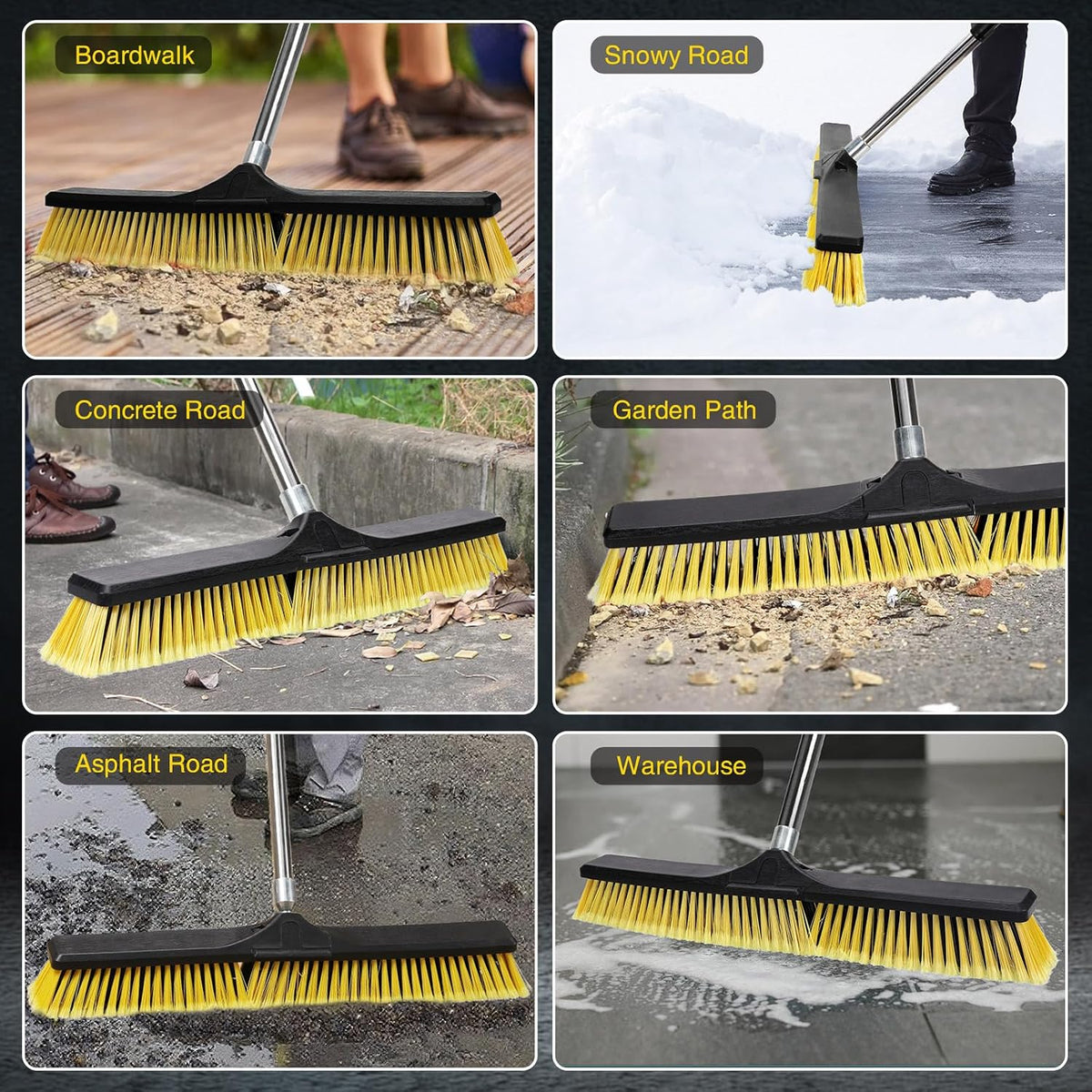 Push Broom Outdoor Heavy Duty,Masthome 24" Push Broom with Stiff Bristles,Heavy Duty Garden Broom,Outdoor Stiff Sweeping Broom for Garage Yard Patio Deck Concrete Wood Stone Floors Scrub and Cleaning