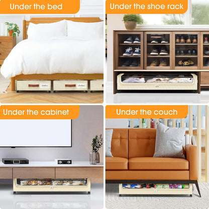 SpaceHacks Under Bed Storage with Wheels 2Pack Storage Containers with Clear Window&Label Under Bed Drawers Rolling Under Bed Storage for Clothes,Shoes, Blankets (30.71 x 16.93 x 6.69 in, Dark Grey)