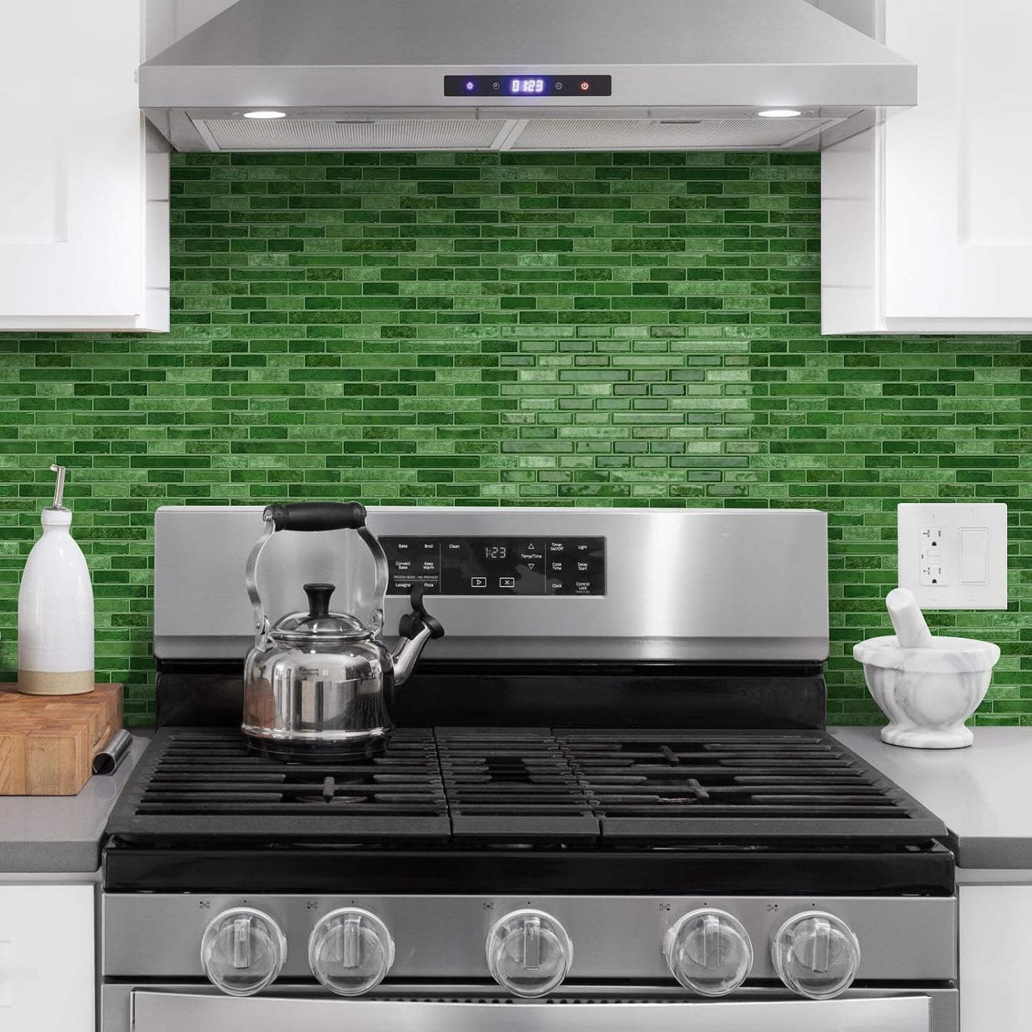 URCOLOR 10-Sheet Peel and Stick Backsplash Tile for Kitchen - 12”×12” Stick on Wall Tile for Bathroom, Black White Grey