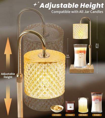 TigQiang Candle Warmer Lamp with Timer Dimmer, Birthday Gifts for Women Mom, House Warming Gifts, Elegant New Home Decor, Wax Warmer for Jar Candles, Heater Lamp for Scented Wax, Clear Glass