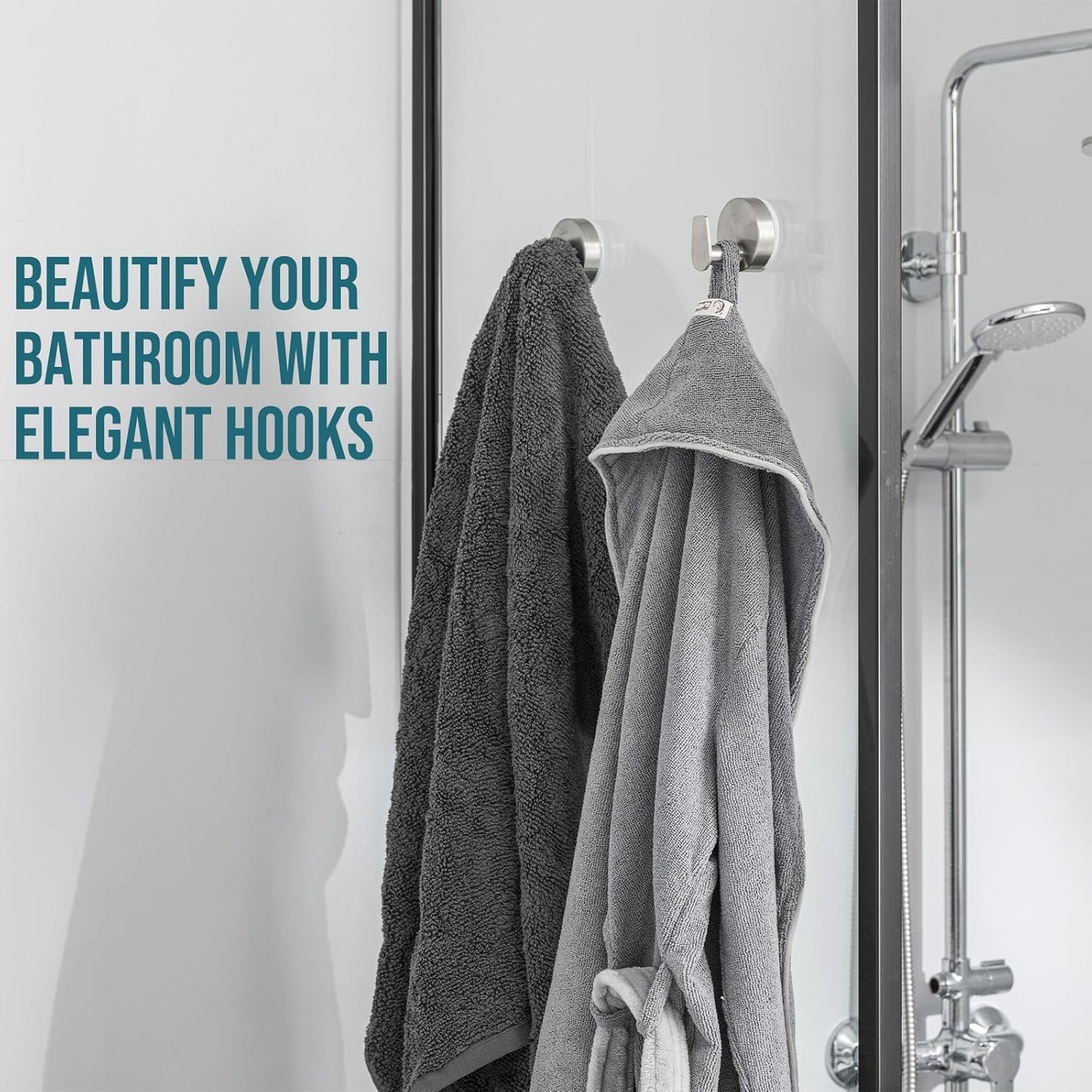 TAILI Suction Cup Razor Holder in Shower 2 Pack, Towel, Loofah, Shaver Holder for Bathroom Wall, Powerful Suction Cup Shower Hooks, Easy to Install and Reuse, White