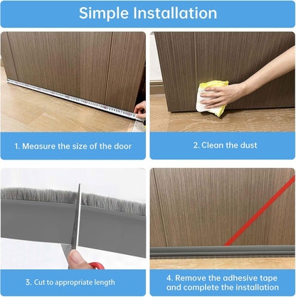 2-Pack Door Draft Stoppers with Brush, Door Sweep for Exterior/Interior Doors - Soundproof, Dust/Noise/Hot or Cold Air Insulation, 2" W x 39" L (White)